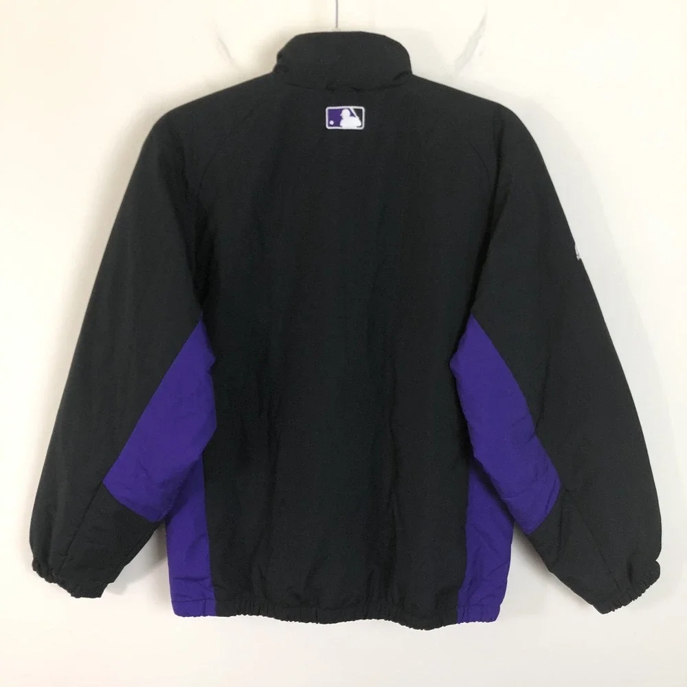 Vintage Majestic Colorado Rockies MLB Full Zip Jacket Youth Sz L Black Purple